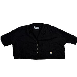 L F Markey Short Sleeve Linen Maxim Resort Wear Black Small Medium